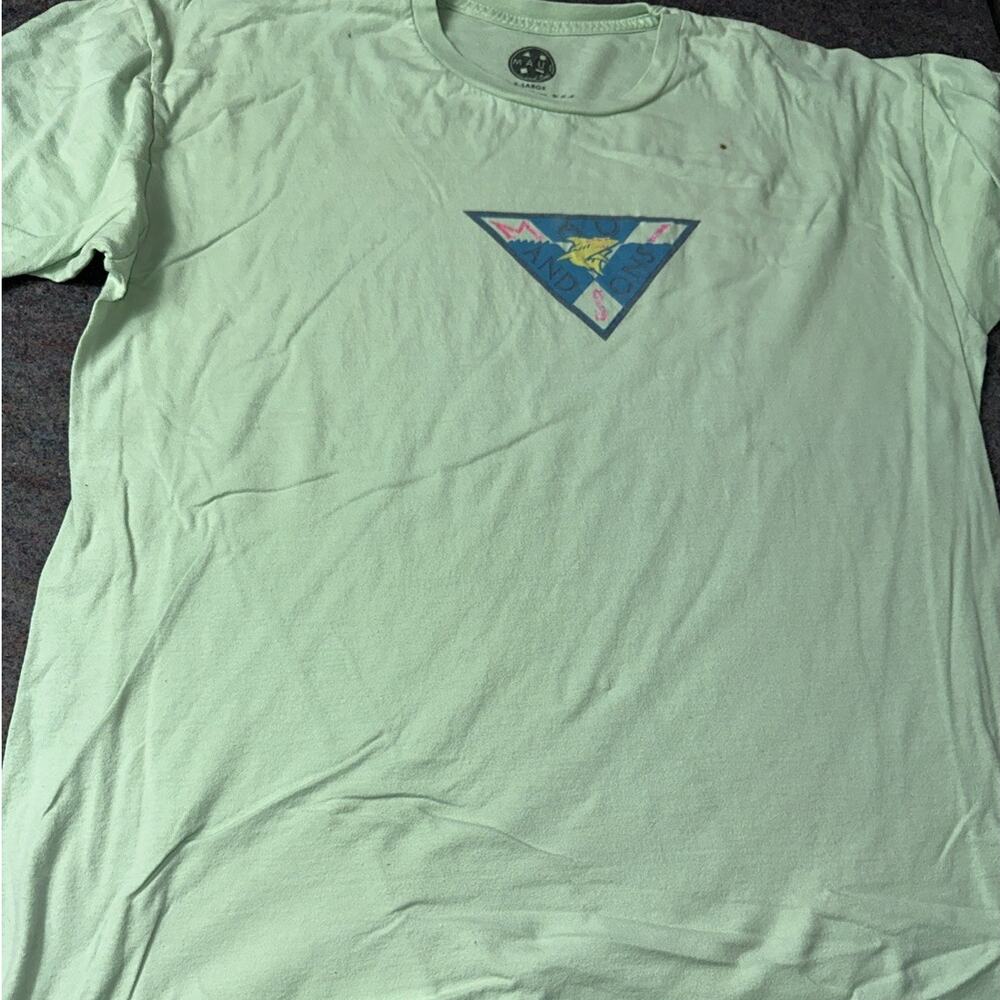 Maui & Sons Surf board Co Green Hawaii Shark Logo 2 sided XL T Shirt Ocean